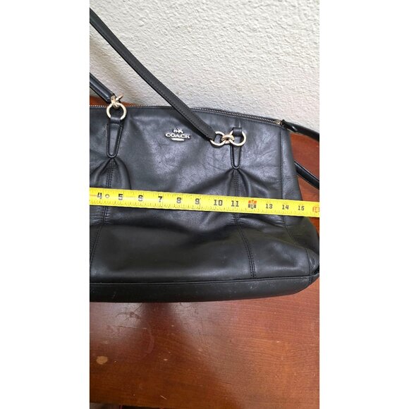 Coach Black Leather Tote Crossbody Shoulder Bag Dual Straps & Gold Hardware - Picture 9 of 11